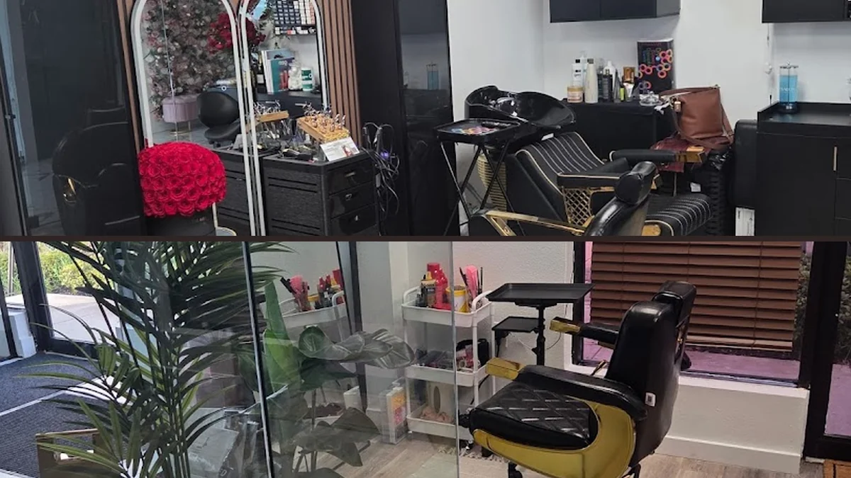 Stylist working on a client’s haircut