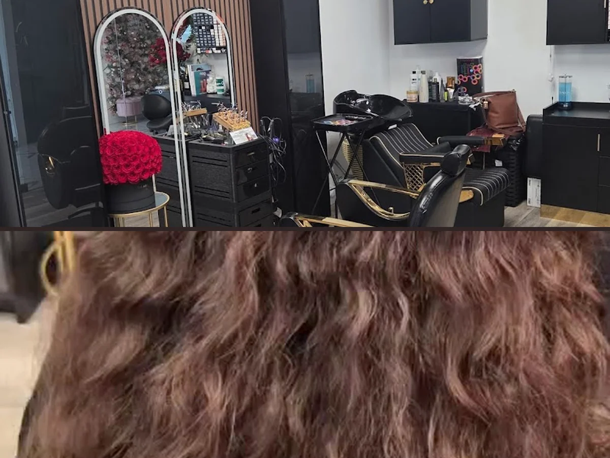 Stylist working on a client’s haircut